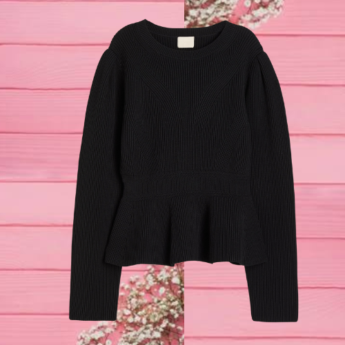 Suéter tipo peplum con mangas abullonadas