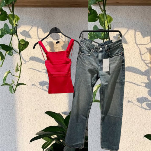 CAMISETA DE TIRANTES CON CUELLO CUADRADO ROJO RENA - ShantApp