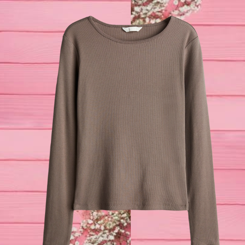 Top de punto acanalado - Beige oscuro - Ladies | H&M