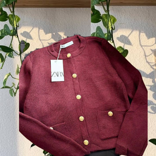 chaqueta zara punto cuello redondo - ShantApp